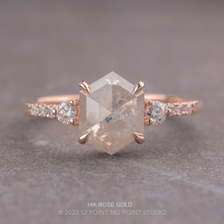 1.46 Carat Icy White Hexagon Diamond Engagement Ring, Eliza Setting