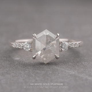 1.46 Carat Icy White Hexagon Diamond Engagement Ring, Eliza Setting