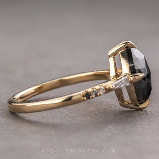 1.87 Carat Black Marquise Diamond Engagement Ring, Ombre Liza Setting, 14k Yellow Gold
