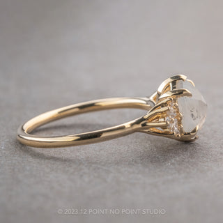 2.06 Carat Icy White Hexagon Diamond Engagement Ring, Alouette Setting, 14K Yellow Gold