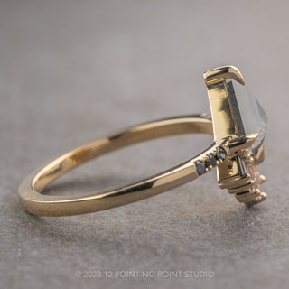 .87 Carat Salt and Pepper Kite Diamond Engagement Ring, Ombre Wren Setting, 14K Yellow Gold