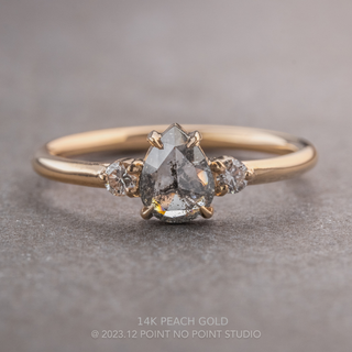 1 Carat Salt and Pepper Pear Diamond Engagement Ring, Zoe Setting