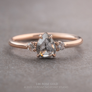1 Carat Salt and Pepper Pear Diamond Engagement Ring, Zoe Setting