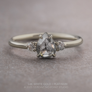 1 Carat Salt and Pepper Pear Diamond Engagement Ring, Zoe Setting