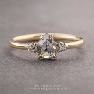 1 Carat Salt and Pepper Pear Diamond Engagement Ring, Zoe Setting