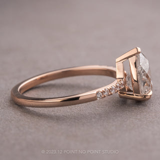 1.83 Carat Canadian Salt and Pepper Pear Diamond Engagement Ring, Sirena Setting, 14K Rose Gold