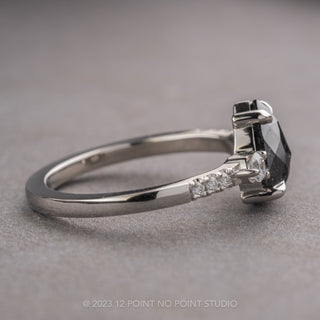 1.61 Carat Black Speckled Pear Diamond Engagement Ring, Eliza Setting, Platinum