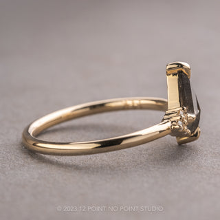 .55 Carat Salt and Pepper Kite Diamond Engagement Ring, Quinn Setting, 14k Yellow Gold