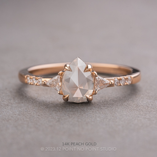 .84 Carat Icy White Pear Diamond Engagement Ring, Eliza Setting, Point No Point Studio. Available in a variety of metal types. Eco-friendly, Recycled Metals, Conflict Free.