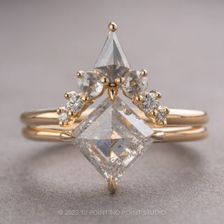2.09 Carat Icy Salt and Pepper Lozenge Diamond Engagement Ring, Basket Jane Setting, 14K Yellow Gold