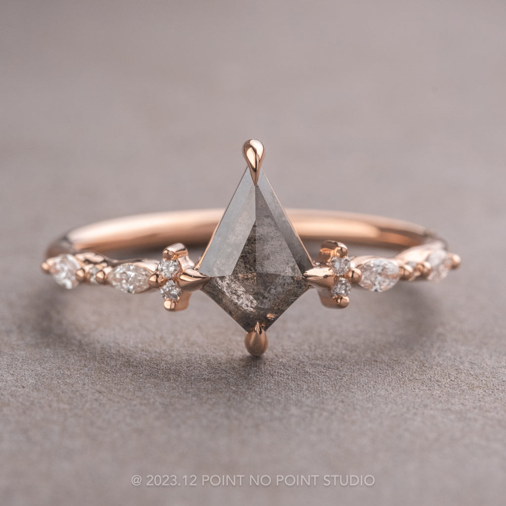 Salt and Pepper Diamond Engagement Ring, Point No Point Studio