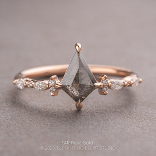 .96 Carat Salt and Pepper Kite Diamond Engagement Ring, Astrid Setting