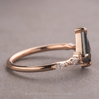 .87 Carat Salt and Pepper Kite Diamond Engagement Ring, Astrid Setting, 14K Rose Gold