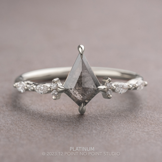.96 Carat Salt and Pepper Kite Diamond Engagement Ring, Astrid Setting