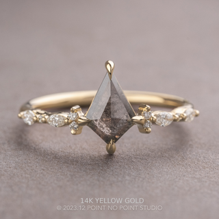 .96 Carat Salt and Pepper Kite Diamond Engagement Ring, Astrid Setting