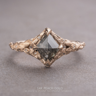 1.39 Carat Black Speckled Lozenge Diamond Engagement Ring, Pixie Setting