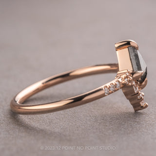 .65 Carat Salt and Pepper Kite Diamond Engagement Ring, Camila Setting, 14k Rose Gold