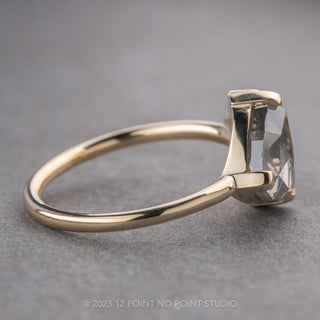 2.37 Carat Salt and Pepper Trillion Diamond Engagement Ring, Sammy Setting, 14K Yellow Gold