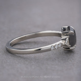 1.38 Carat Black Hexagon Diamond Engagement Ring, Eliza Setting, 14k White Gold