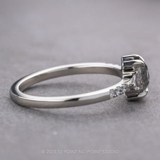 .84 Carat Salt and Pepper Hexagon Diamond Engagement Ring, Eliza Setting, 14k White Gold