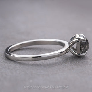 1.14 Carat Salt and Pepper Hexagon Diamond Engagement Ring, Basket Tulip Setting, 14k White Gold