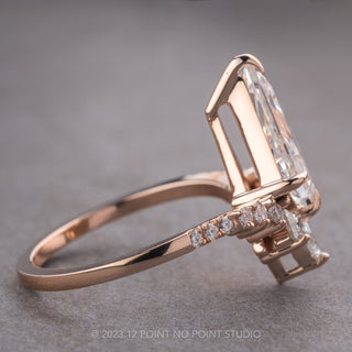 1.92 Carat Kite Moissanite Engagement Ring, Willa Setting, 14K Rose Gold
