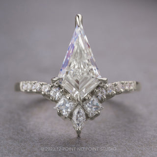 1.92 Carat Kite Moissanite Engagement Ring, Willa Setting, Platinum