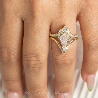 1.92 Carat Kite Moissanite Engagement Ring, Willa Setting, 14K Yellow Gold