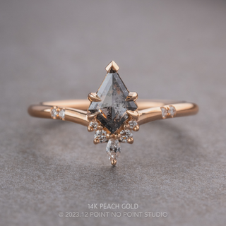 .63 Carat Salt and Pepper Kite Diamond Engagement Ring, Flora Setting