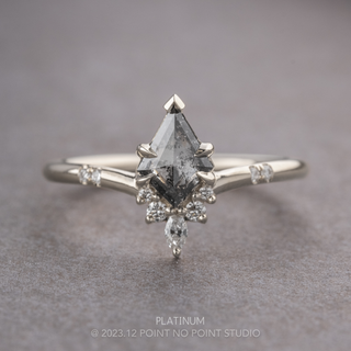 .63 Carat Salt and Pepper Kite Diamond Engagement Ring, Flora Setting