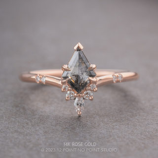 .63 Carat Salt and Pepper Kite Diamond Engagement Ring, Flora Setting