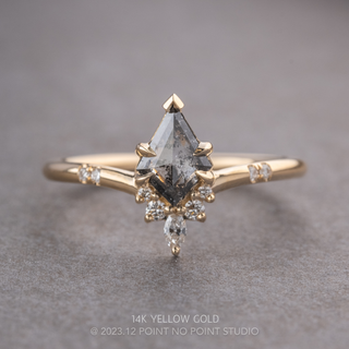 .63 Carat Salt and Pepper Kite Diamond Engagement Ring, Flora Setting