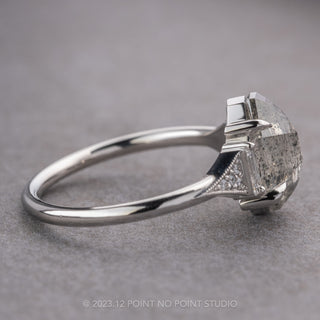 2.23 Carat Salt and Pepper Geometric Diamond Engagement Ring, Azalea Setting, Platinum