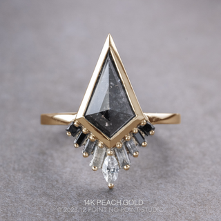 1.80 Carat Black Kite Diamond Engagement Ring, Bezel Ombre Wren Setting