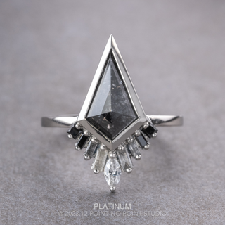 1.80 Carat Black Kite Diamond Engagement Ring, Bezel Ombre Wren Setting