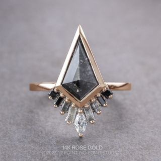 1.80 Carat Black Kite Diamond Engagement Ring, Bezel Ombre Wren Setting