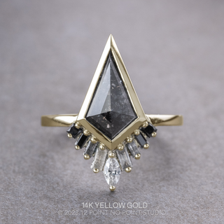 1.80 Carat Black Kite Diamond Engagement Ring, Bezel Ombre Wren Setting
