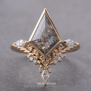 2.58 Carat Salt and Pepper Kite Diamond Engagement Ring, Bezel Andromeda Setting
