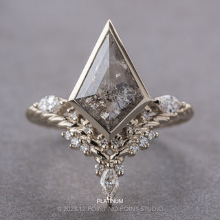 2.58 Carat Salt and Pepper Kite Diamond Engagement Ring, Bezel Andromeda Setting