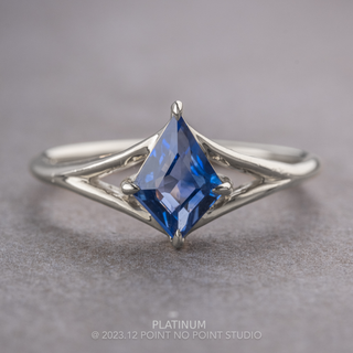 1.03 Carat Kite Sapphire Engagement Ring, Split Shank Jane Setting