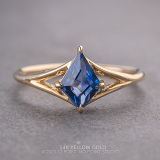 1.03 Carat Kite Sapphire Engagement Ring, Split Shank Jane Setting