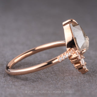 2.09 Carat Salt and Pepper Pear Diamond Engagement Ring, Wren Setting, 14K Rose Gold