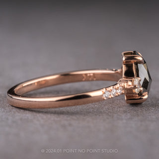 1.35 Carat Black Speckled Pear Diamond Engagement Ring, Eliza Setting, 14K Rose Gold