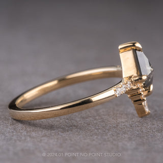 .66 Carat Opaque Black Kite Diamond Engagement Ring, Avaline Setting, 14K Yellow Gold