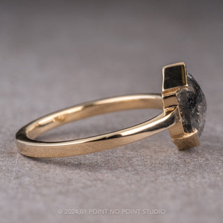 1.56 Carat Black Speckled Hexagon Diamond Engagement Ring, Charlize Setting, 14k Yellow Gold