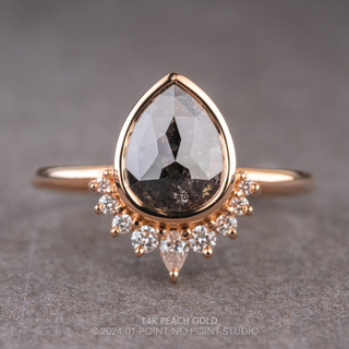 2.97 Carat Black Pear Diamond Engagement Ring, Bezel Ava Setting, Point No Point Studio. Available in a variety of metal types. Eco-friendly, Recycled Metals, Conflict Free.
