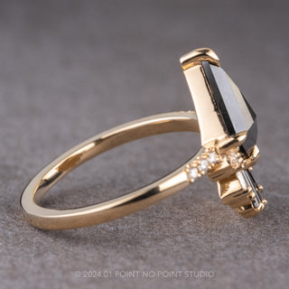 1.83 Carat Black Kite Diamond Engagement Ring, Ombre Wren Setting, 14K Yellow Gold