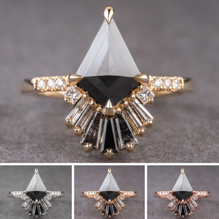 1.64 Carat Black Kite Diamond Engagement Ring, Ombre Wren Setting