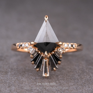 2.04 Carat Black Kite Diamond Engagement Ring, Ombre Wren Setting