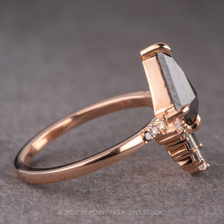 1.97 Carat Black Kite Diamond Engagement Ring, Ombre Wren Setting, 14k Rose Gold